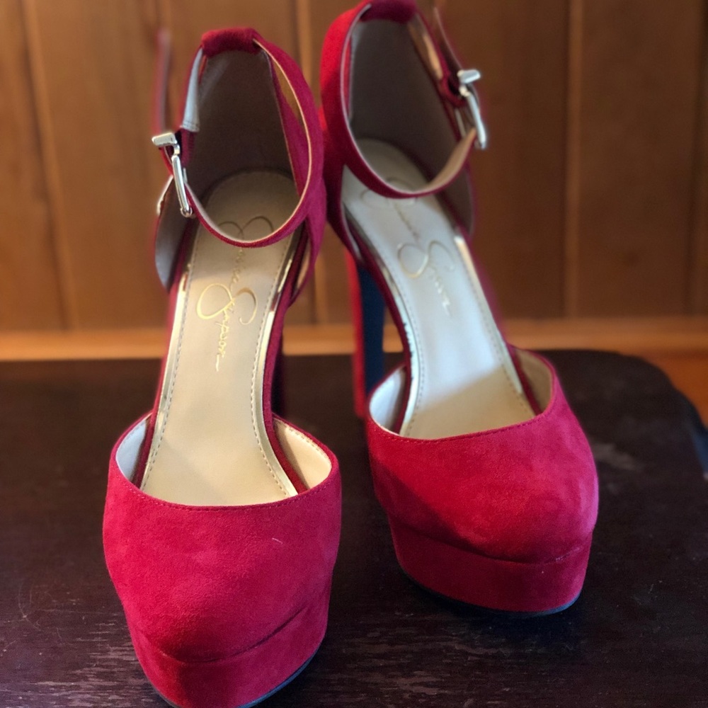Jessica Simpson Raspberry Red Platform Heels